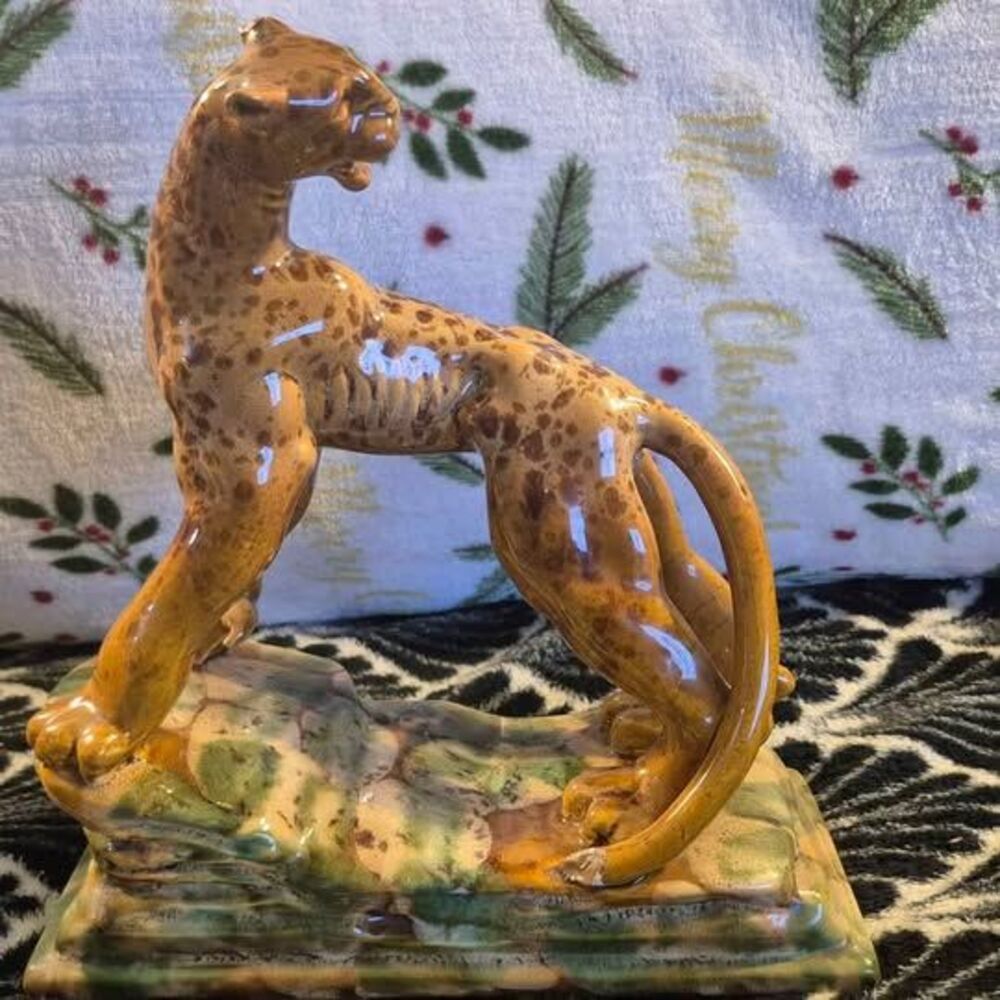1950s Royal Haeger Mid-Century Ceramic Leopards Jaguar Cats Bookends- a Pair - Picture 5 of 10
